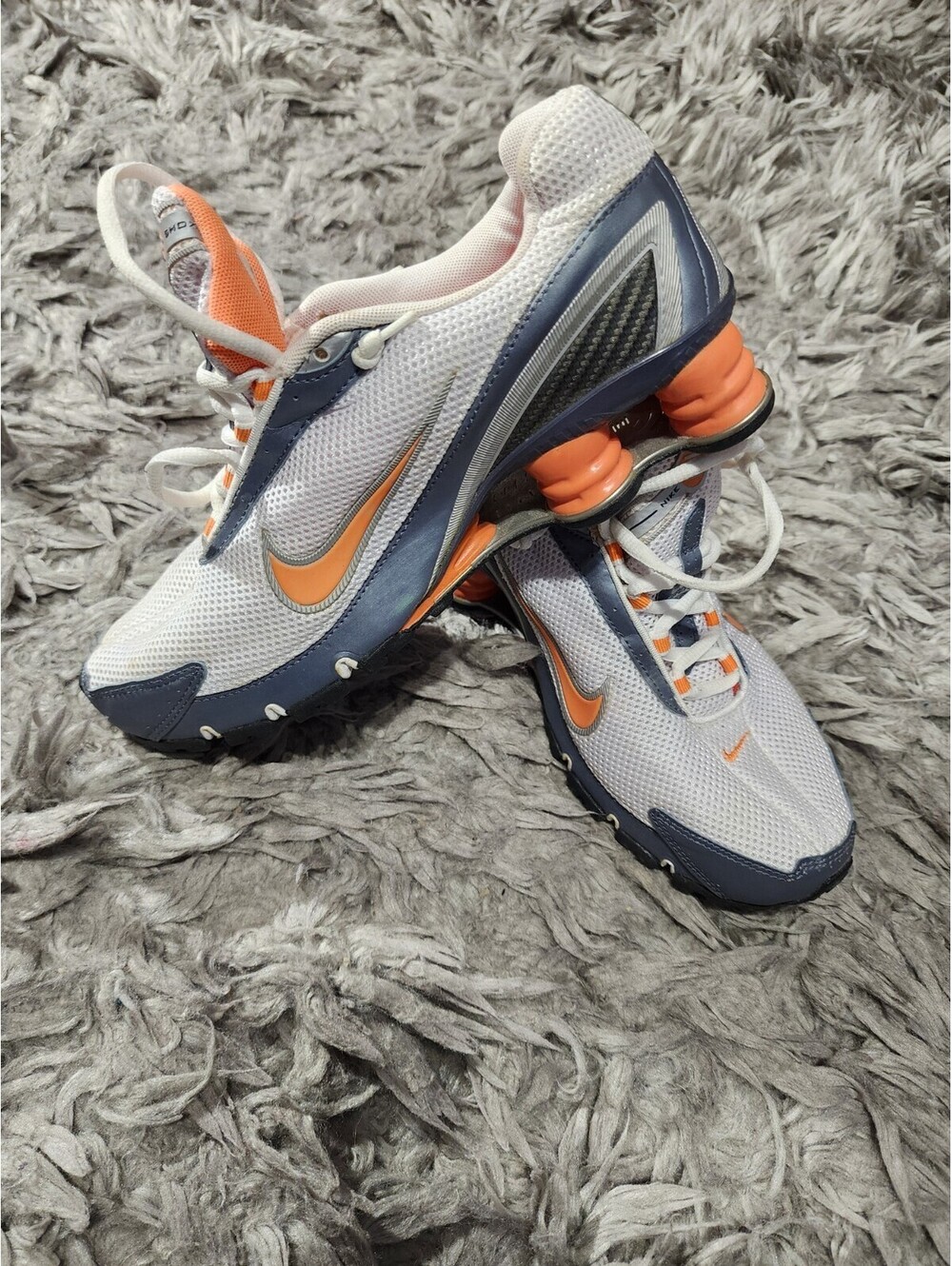 Nike Shox Running 315411-181 8.5 Made En China Blanco Con Anaranjado Gris